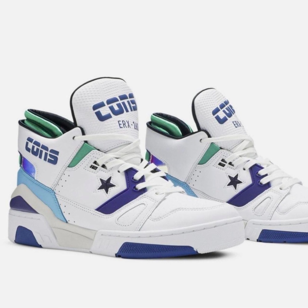 Converse White and Blue High-Top Sneakers